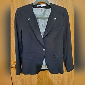 Veronica Beard Black Dickey Blazer Viscose Linen Size 0